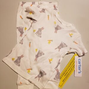Carter's White Pajama Set with Gray Bunnies and Carrots